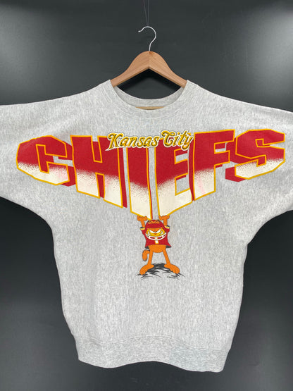 1994 GARFIELD KANSAS CITY CHIEFS Made in USA Size L Vintage NFL Sweat shirt / K5633