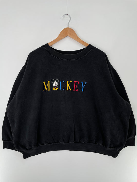 90's DISNEY MICKEY Size Approx.XXL Vintage Sweat-shirt / E147
