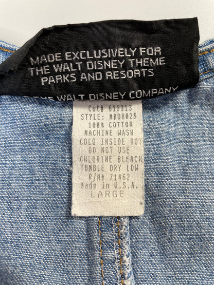 90's DISNEY MICKEY Made in USA Size L Vintage Denim Overall Dress / E6659P