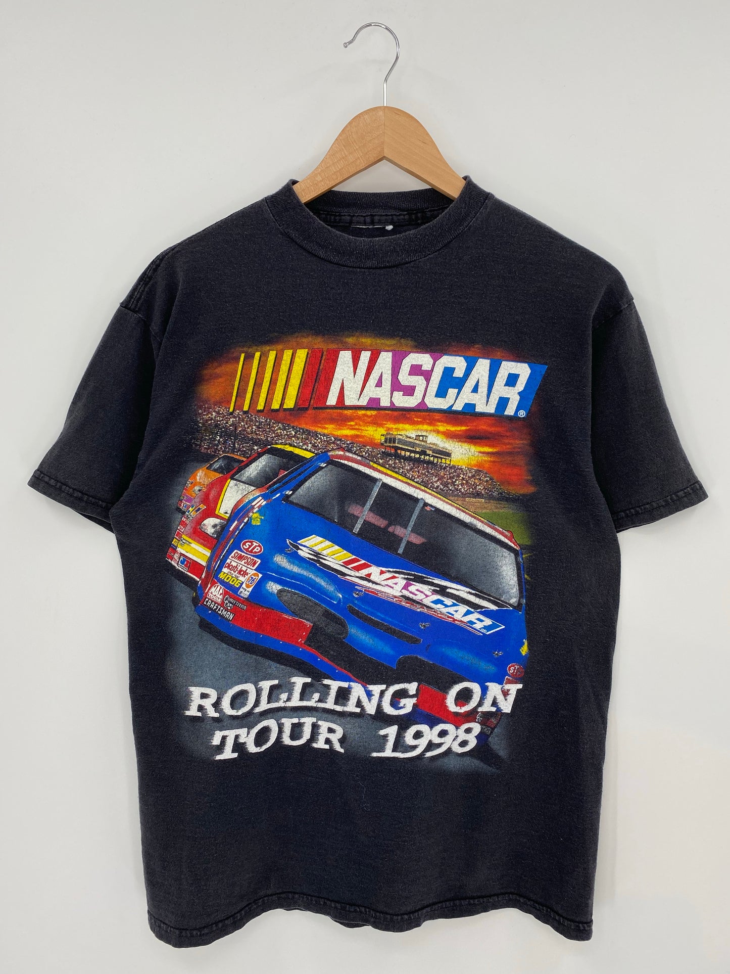 1998 NASCAR ROLLNG ON TOUR (No tag) Approx. Size XL Vintage Racing T-Shirt / K7252