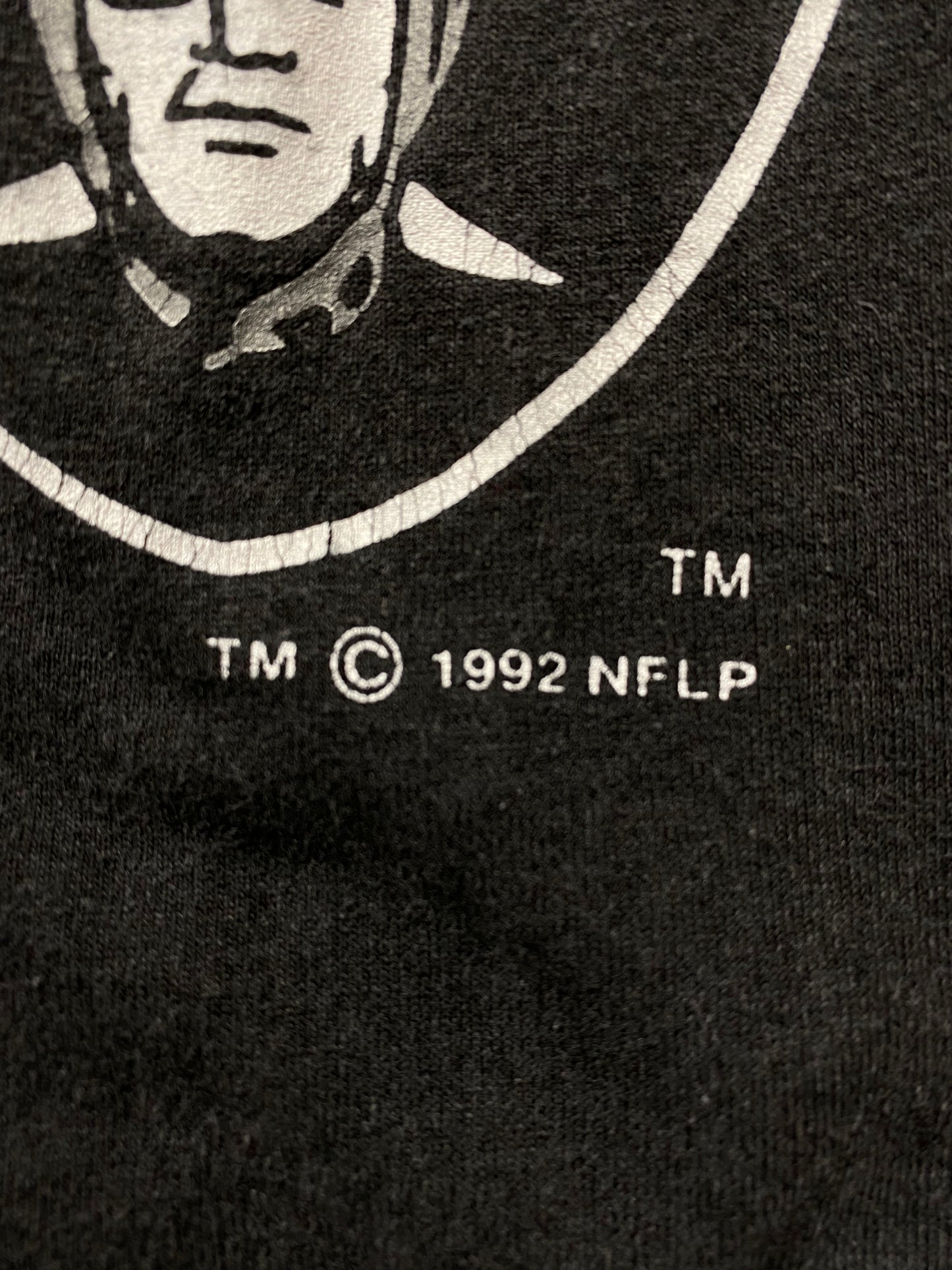 1992 LOS ANGELES RAIDERS Size No Tag (Approx. L) Vintage NFL T-shirt / K9761