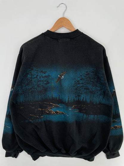 90's EAGLE Made in USA Size Approx.L Vintage Animal Sweat-Shirt / E346
