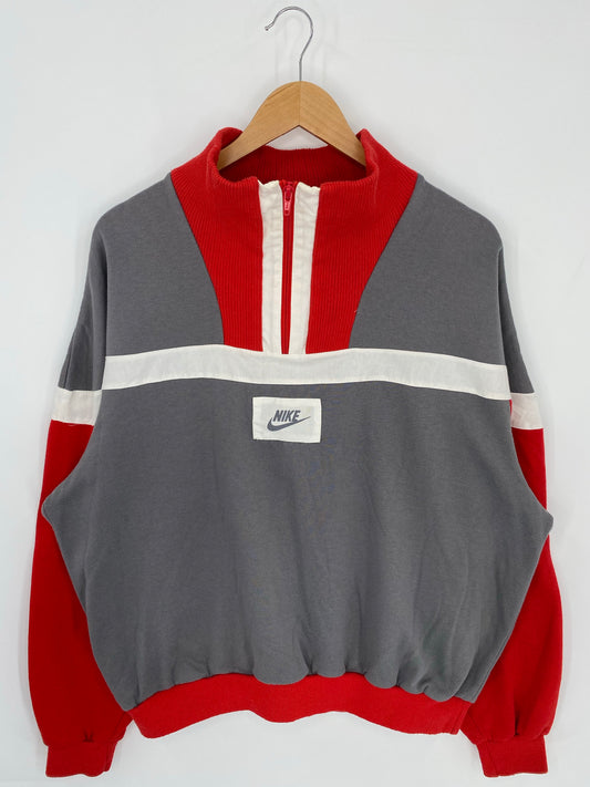 90's NIKE Silver Tag Size XL Vintage Half Zip-up Sweat shirt / K8128