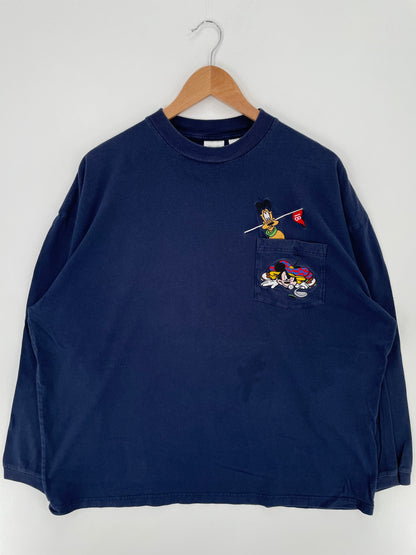 .00' DISNEY MICKEY PLUTO Size XXL Vintage Long sleeve T-Shirt / E3851T