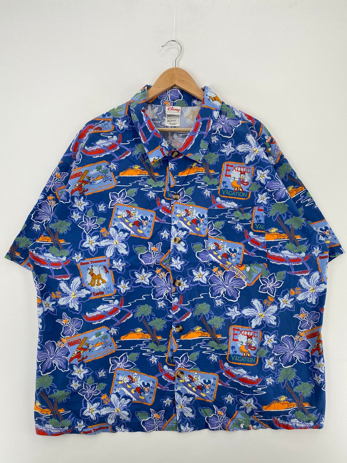 00' DISNEY ALOHA Size XXL Vintage Button Down Short Sleeve Shirt / A4310