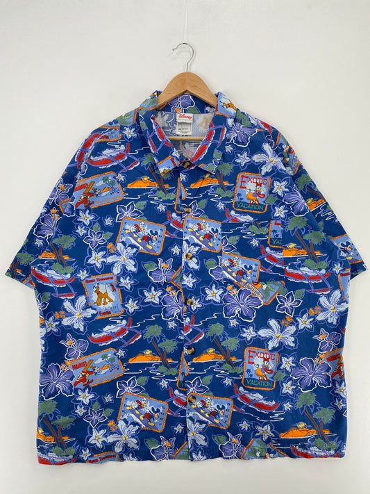 00' DISNEY ALOHA Size XXL Vintage Button Down Short Sleeve Shirt / A4310