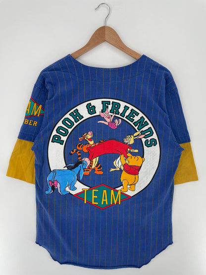 90's POOH & FRIENDS Made in USA Size S Vintage Button down T-Shirt / A2622