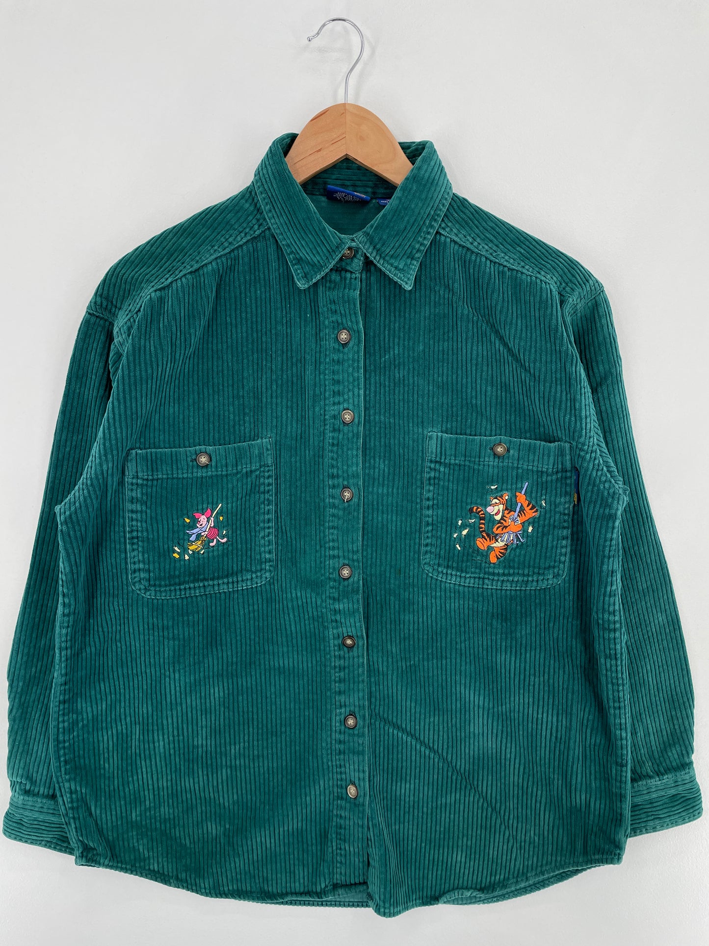 Vintage WINNIE THE POOH TIGGER Size S Corduroy Button down Shirt / E1062