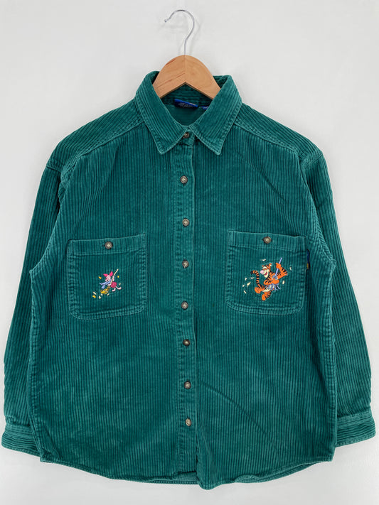 Vintage WINNIE THE POOH TIGGER Size S Corduroy Button down Shirt / E1062