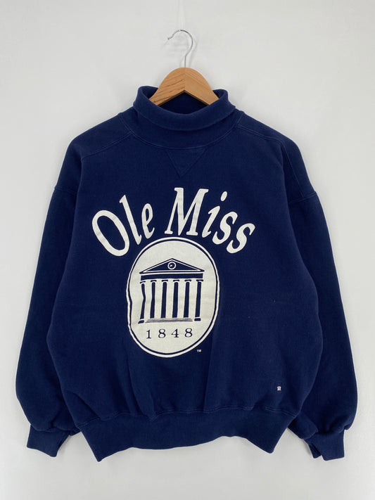 90's RUSSELL x OLE MISS Made in USA Size L College Sweat-shirt / E541