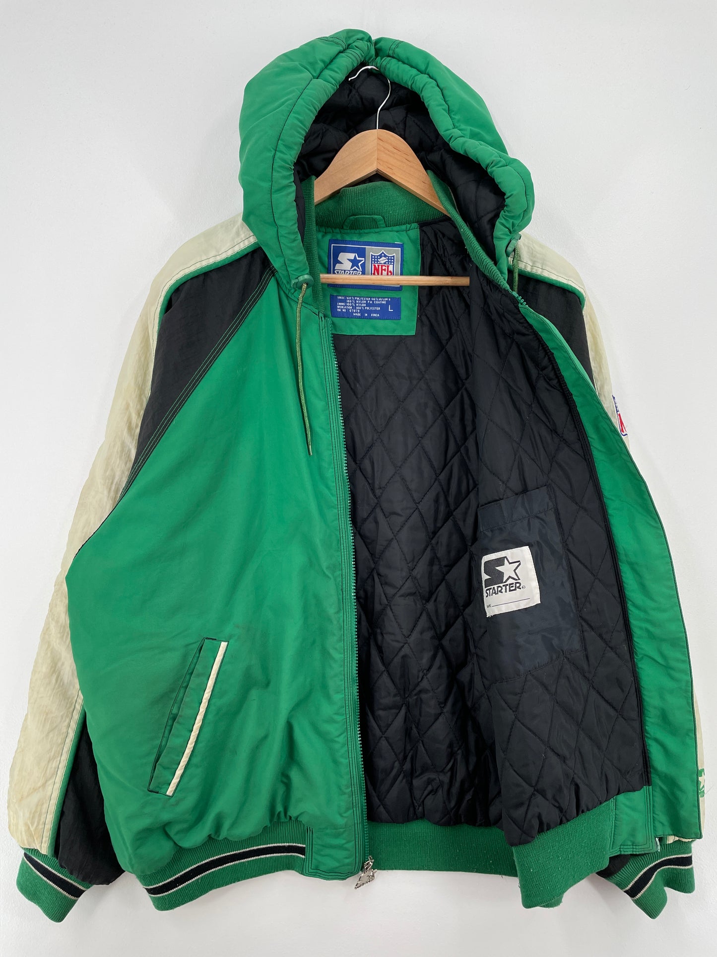 90’s STARTER x NEW YORK JETS Size L NFL Padded Nylon Jacket / A8281