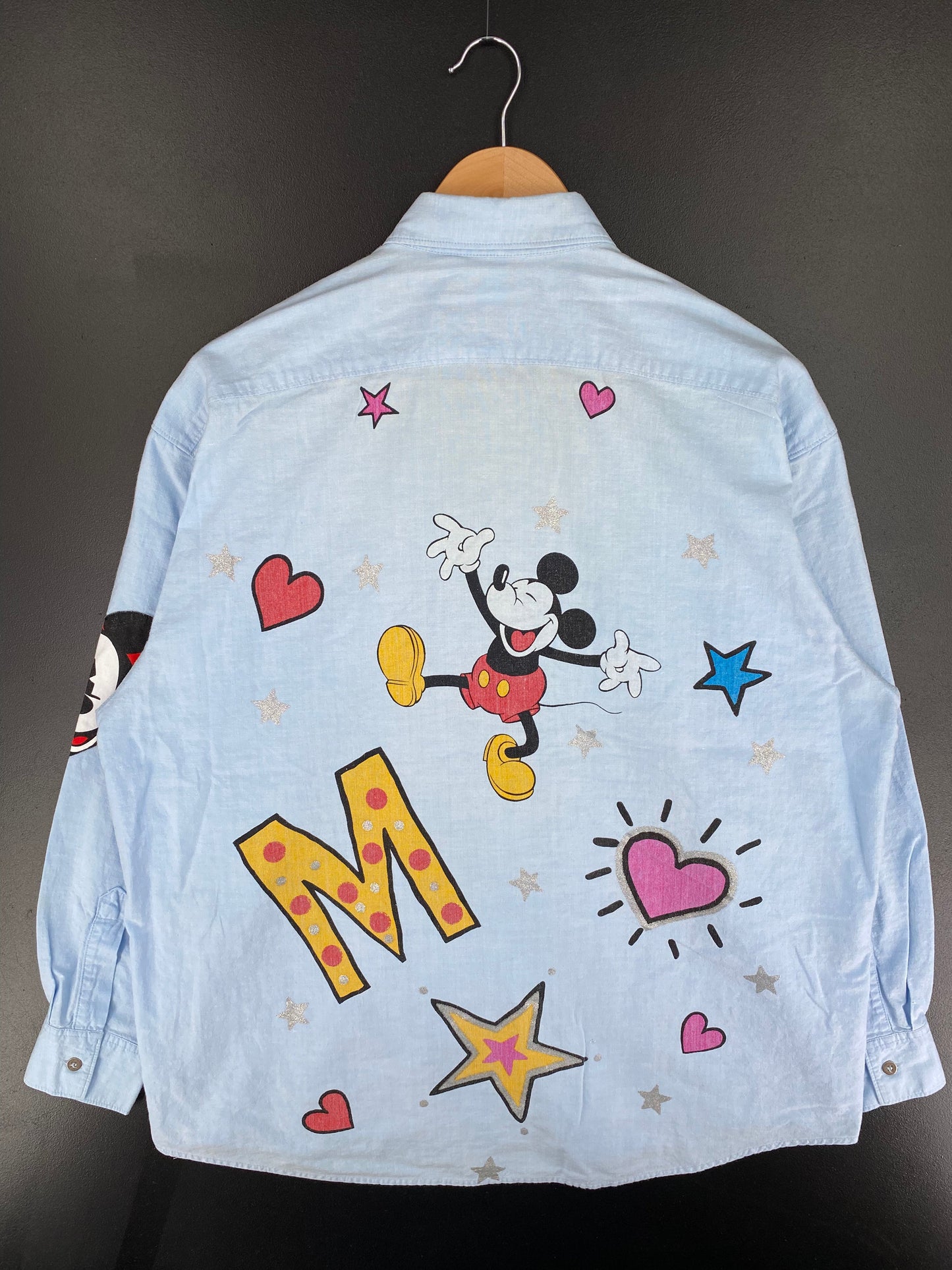 90's DISNEY MICKEY Size No Tag (Approx.XL) Vintage Button-Down Shirt / G2771B