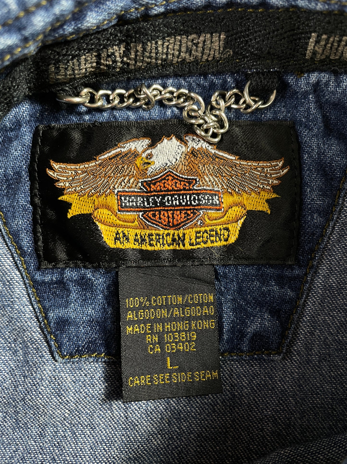 00' HARLEY DAVIDSON Size L Vintage Button Down Shirt / E6359B