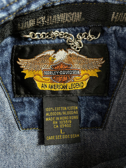 00' HARLEY DAVIDSON Size L Vintage Button Down Shirt / E6359B