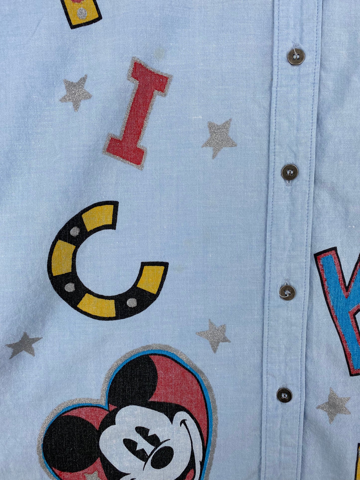 90's DISNEY MICKEY Size No Tag (Approx.XL) Vintage Button-Down Shirt / G2771B