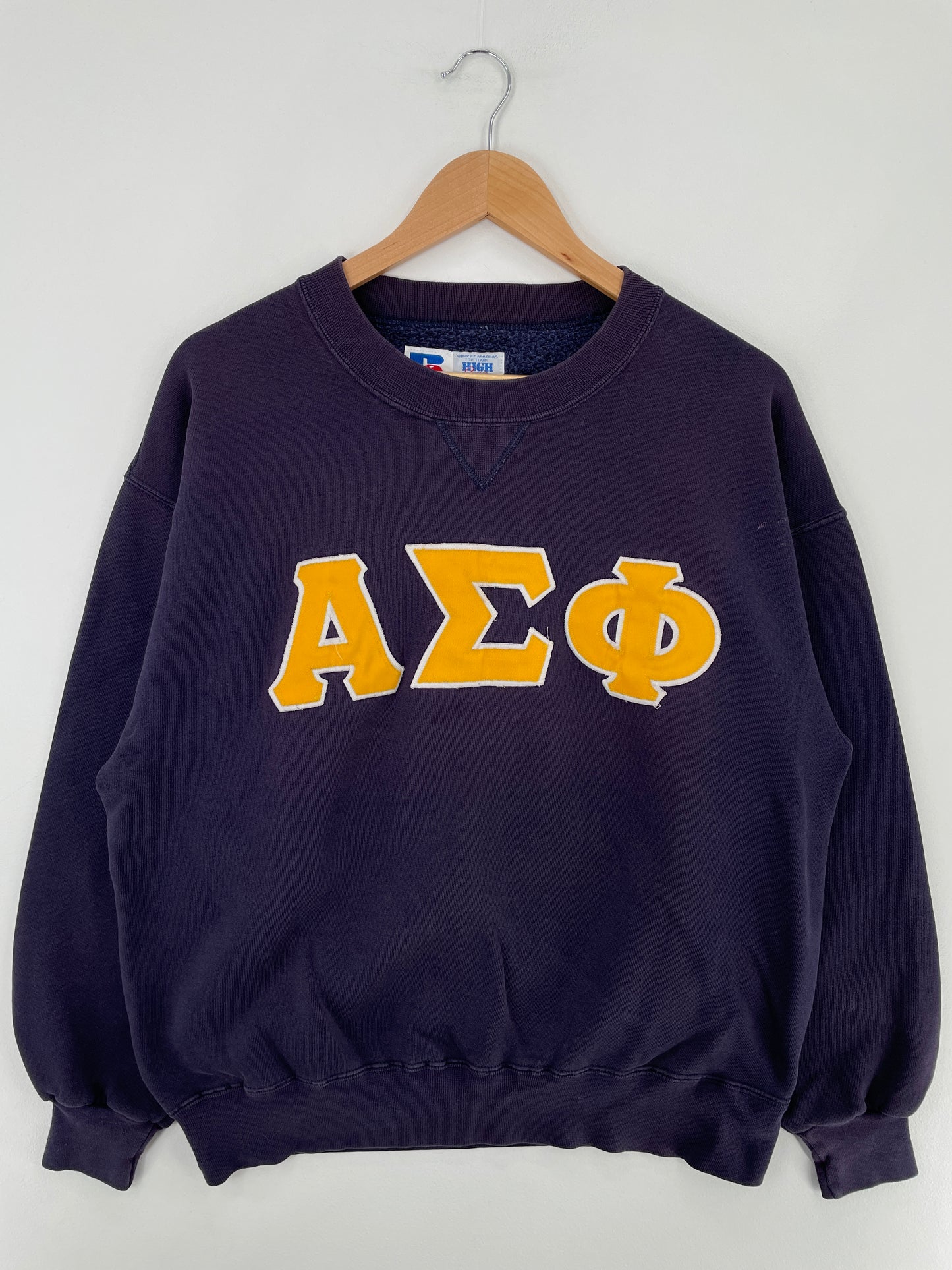 90's RUSSELL x DELTA SIGMA PHI Made in USA Size L Vintage College Sweat-shirt / E2691S