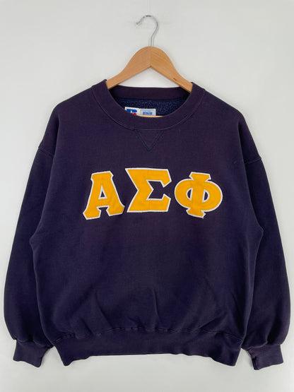 90's RUSSELL x DELTA SIGMA PHI Made in USA Size L Vintage College Sweat-shirt / E2691S