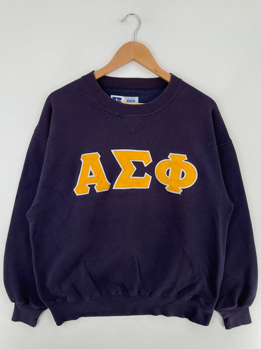 90's RUSSELL x DELTA SIGMA PHI Made in USA Size L Vintage College Sweat-shirt / E2691S