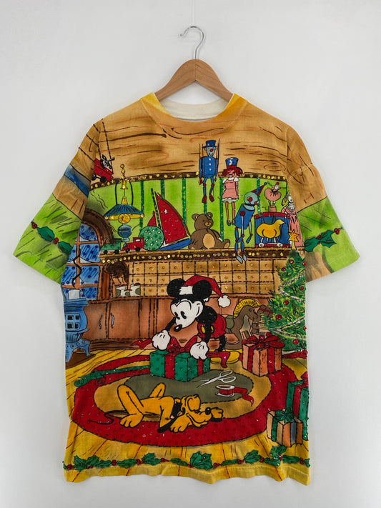 Vintage DISNEY MICKEY'S CHRISTMAS WORKSHOP Size XL Vintage T-Shirt / E970