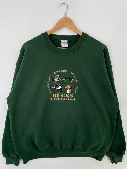 90's DUCK UNLIMITED Made in USA Size XL Vintage Animal Sweat-Shirt / E4170S