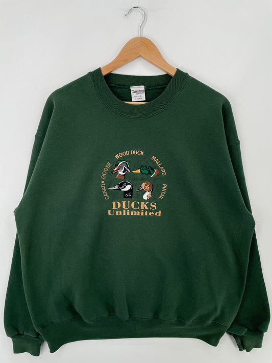 90's DUCK UNLIMITED Made in USA Size XL Vintage Animal Sweat-Shirt / E4170S