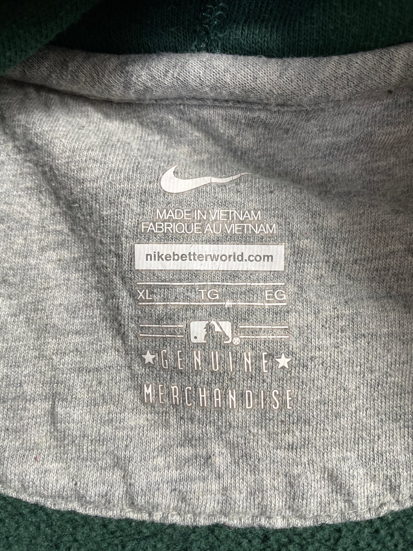 Vintage NIKE x OAKLAND ATHLETICS Size XL MLB Hoodie Sweat-shirt / E927