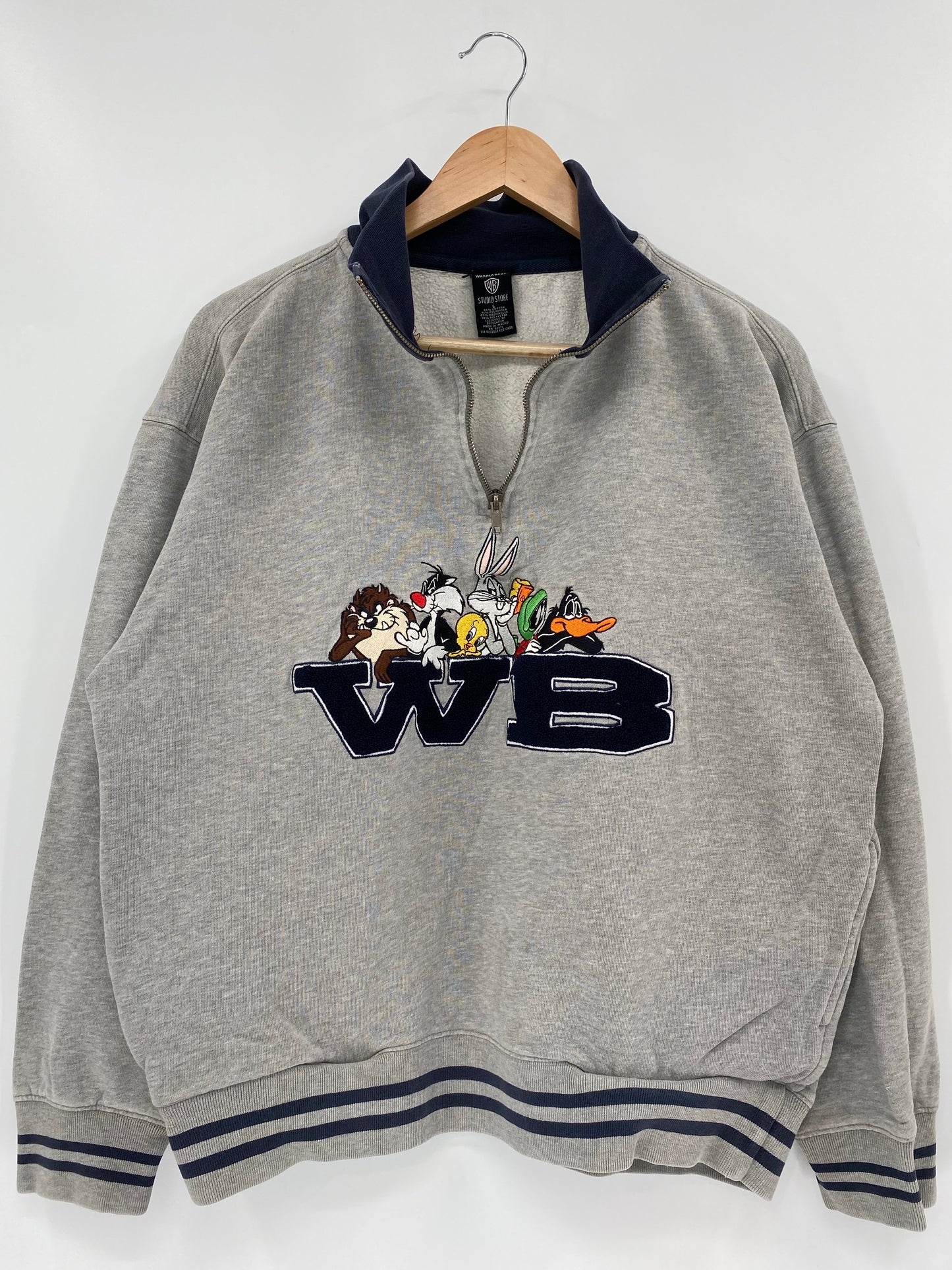 1997 LOONEY TUNES Size L Vintage Half Zip Sweat-shirt / K6407