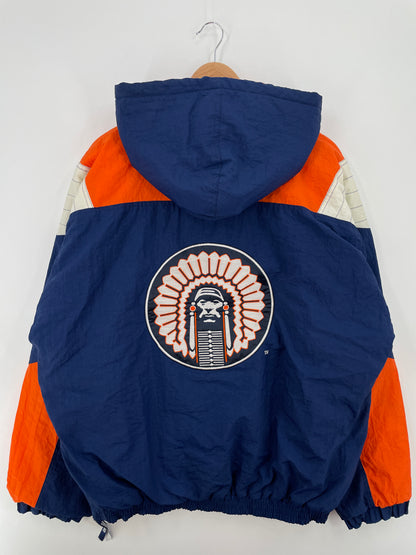 90’s STARTER x ILLINOIS CHIEF ILLINIWEK UNIVERSITY Size XL College Padded Nylon Jacket / A8273