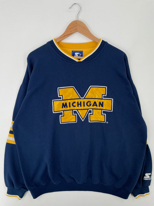 90's STARTER x MICHIGAN Size XL Vintage College Sweat-Shirt / A9510