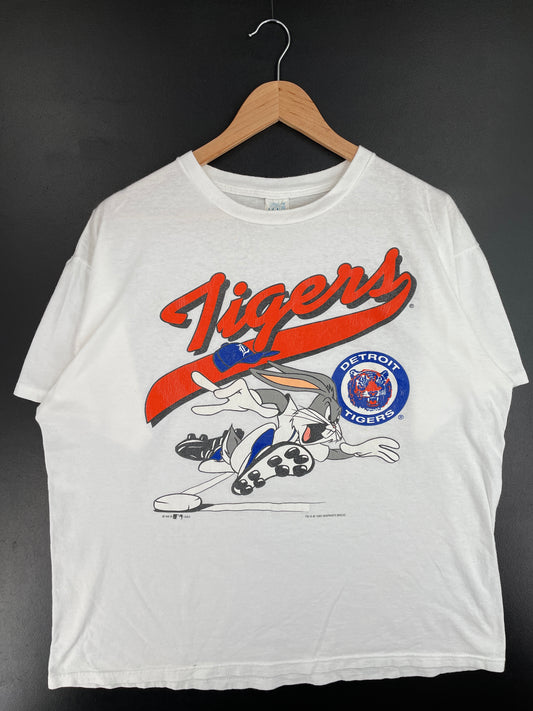 1993 DETROIT TIGERS x LOONEY TUNES BUGS BUNNY Made in USA Size XL Vintage MLB T-Shirt / E4709T