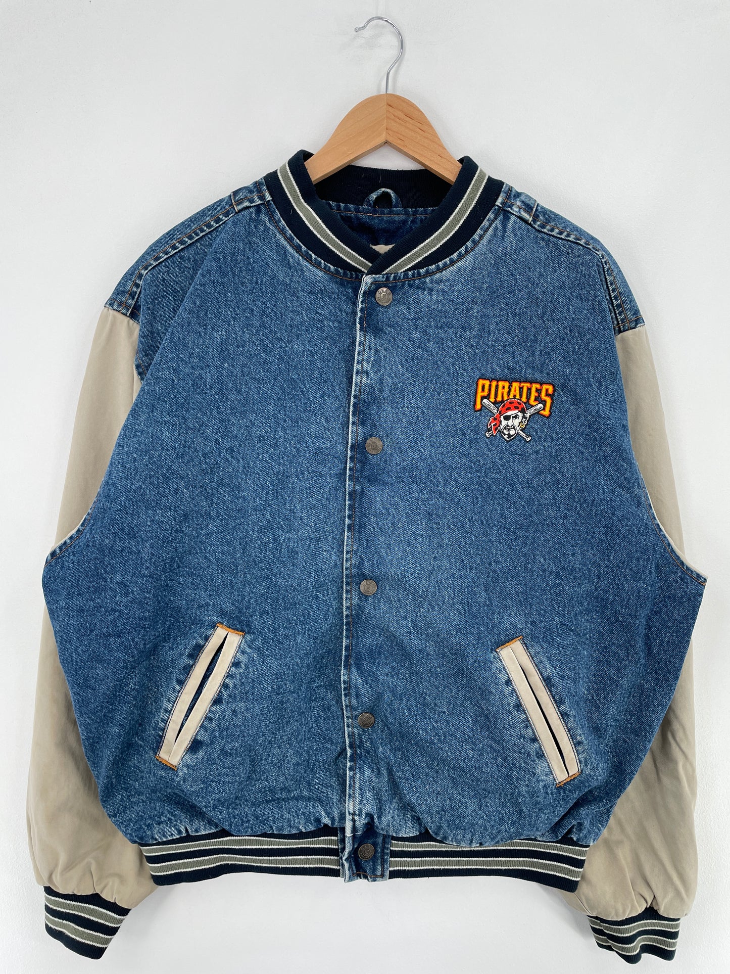 Vintage PITTSBURGH PIRATES Size L Denim Jacket / E765