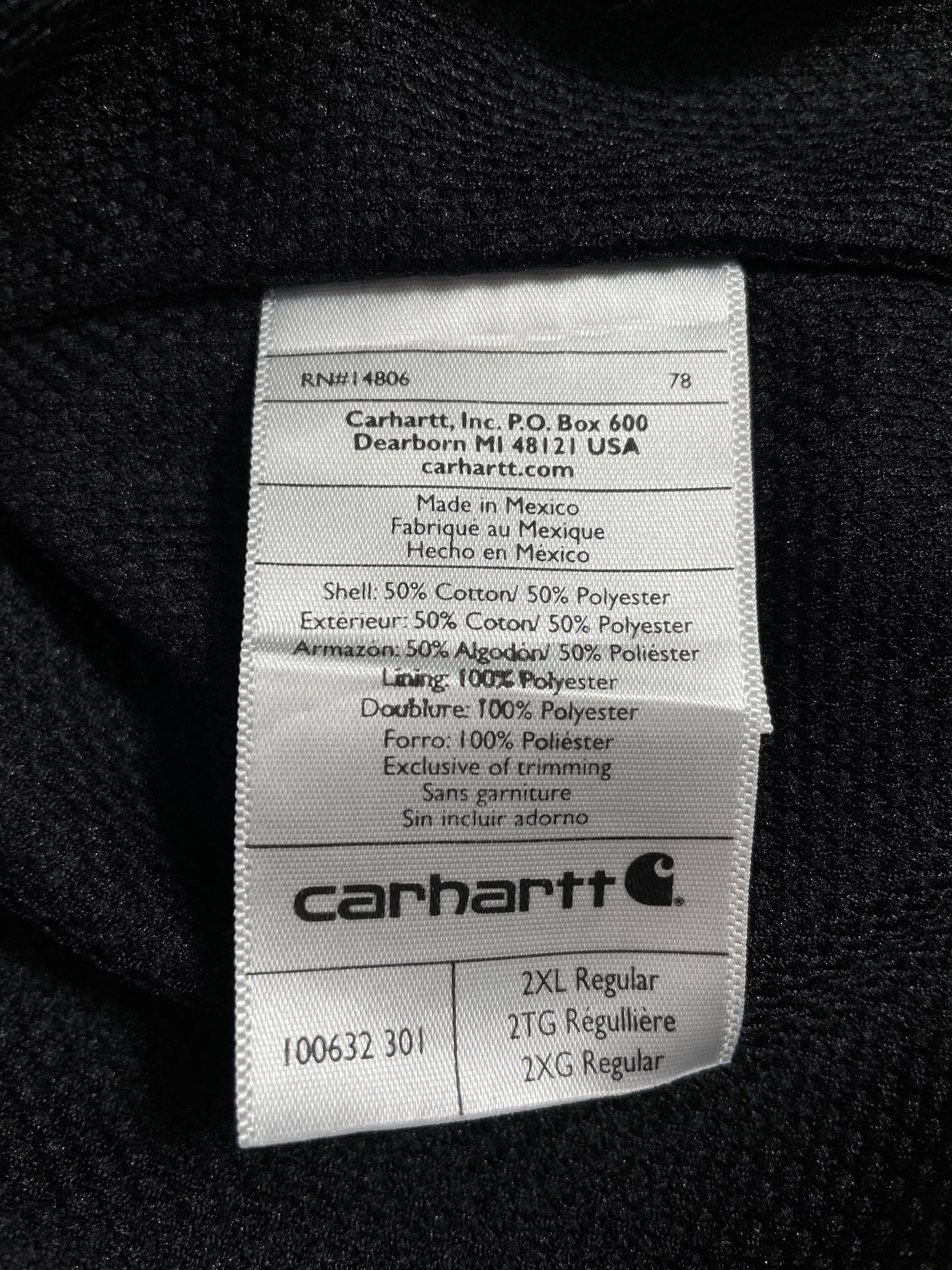 Vintage CARHARTT Size XXL Hoodie Zip-up Sweat-Shirt / E3063S