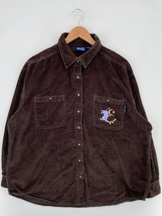 Vintage DISNEY EEYORE Size XL Corduroy Button down Shirt / E1061