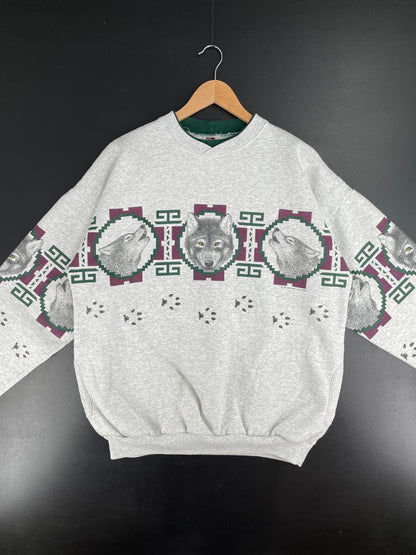 90's WOLF Made in USA Size XL Vintage Animal Sweat-Shirt / E3026S