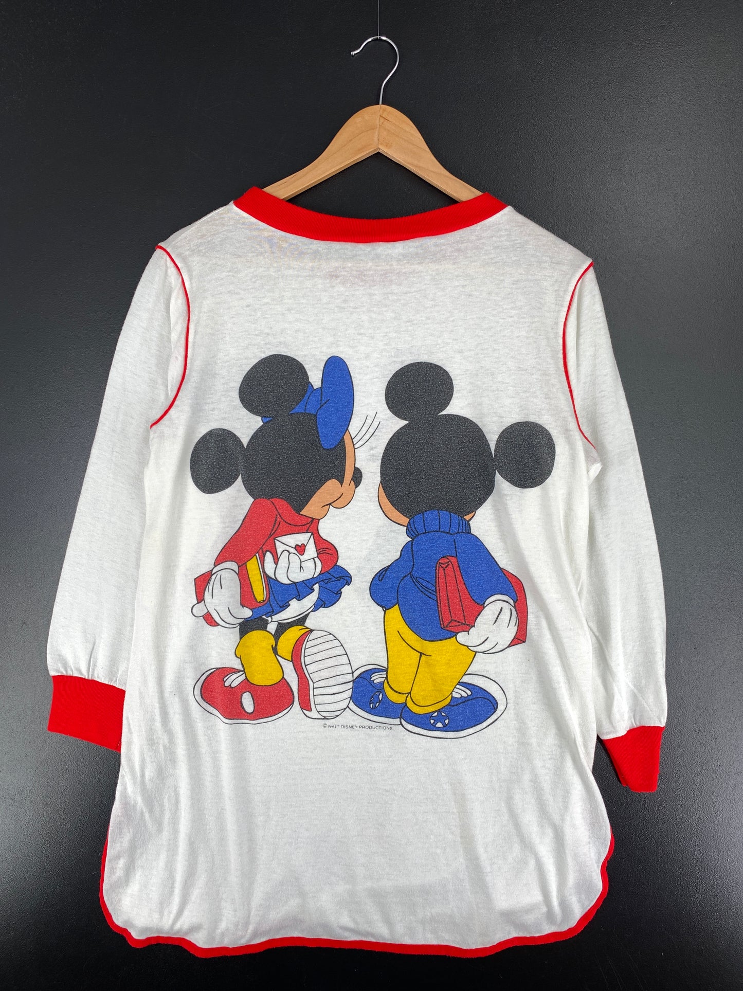 80’s DISNEY MICKEY MINNIE Made in USA Size M Vintage 3/4 Sleeve T-Shirts / A5759