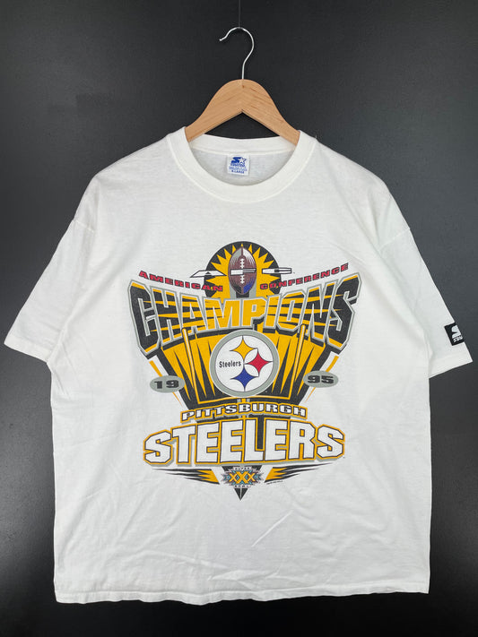 1995 STARTER x PITTSBURGH STEELERS Size XL Vintage NFL T-shirt / A1284