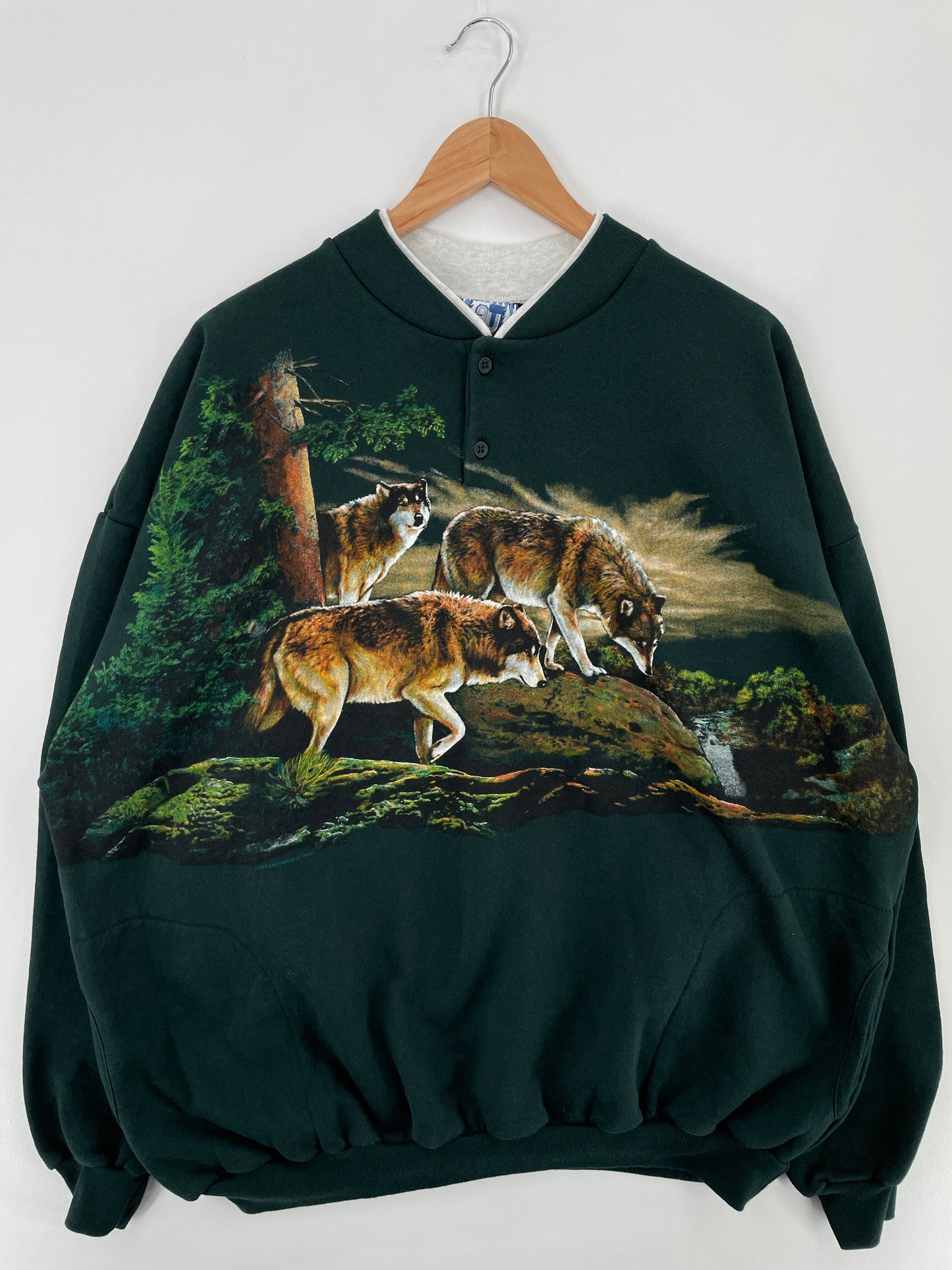 90's WOLF Made in USA Size XXXL Vintage Animal Sweat-Shirt / E221