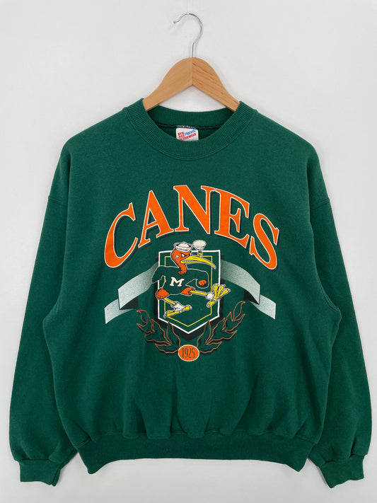 90's MIAMI CANES Size XL Vintage College Sweat-Shirt / A6494