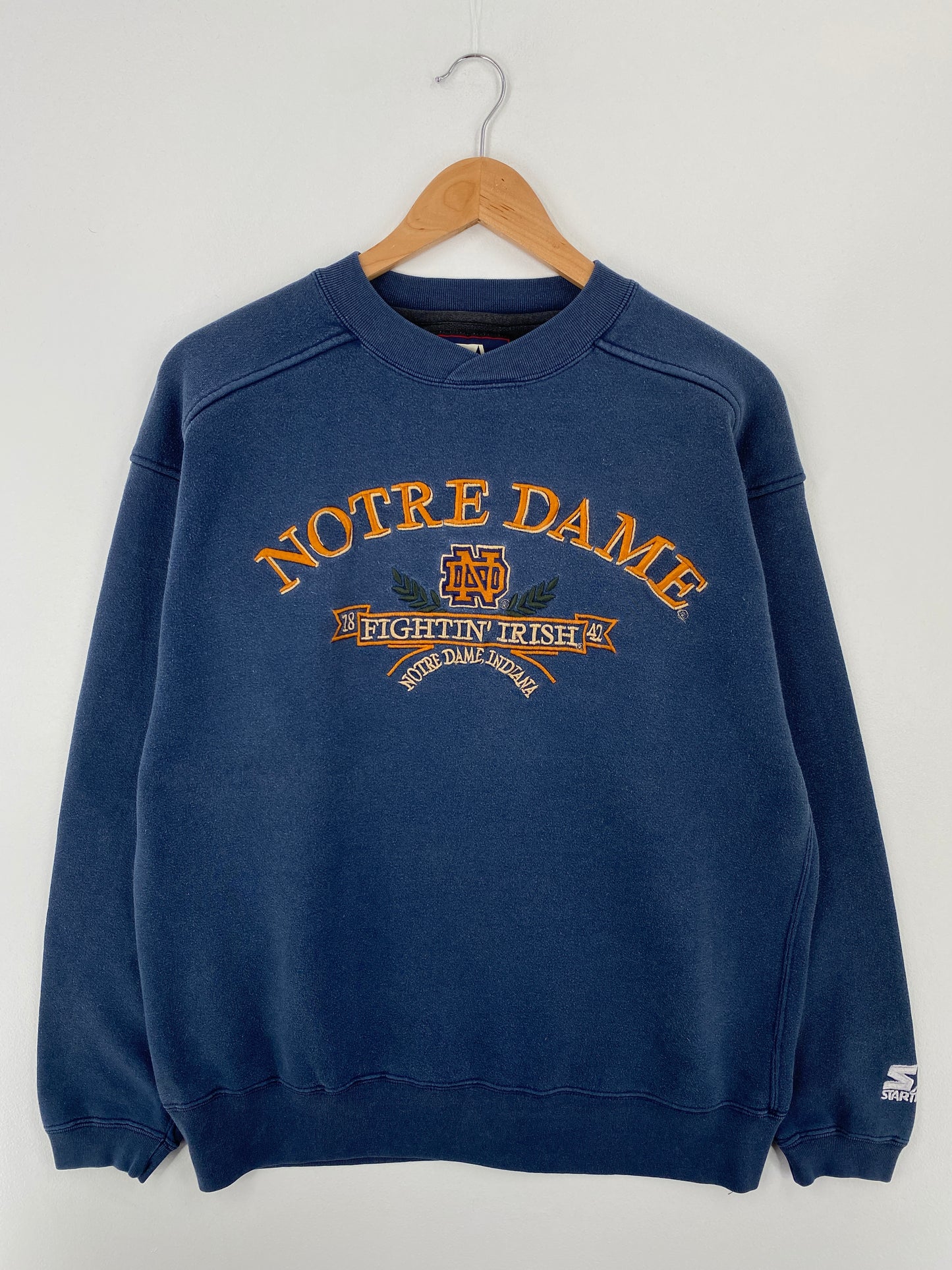 90's STARTER x NOTRE DAME Size M Vintage College Sweat-Shirt / A9079