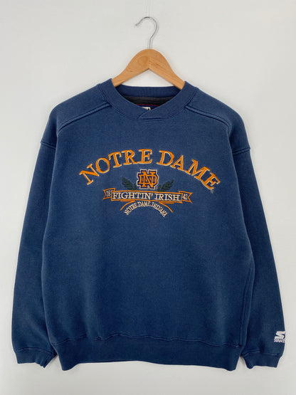 90's STARTER x NOTRE DAME Size M Vintage College Sweat-Shirt / A9079