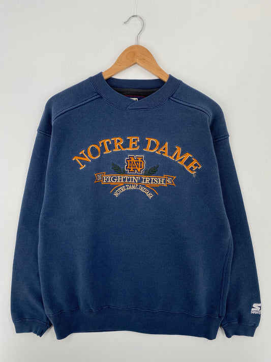 90's STARTER x NOTRE DAME Size M Vintage College Sweat-Shirt / A9079