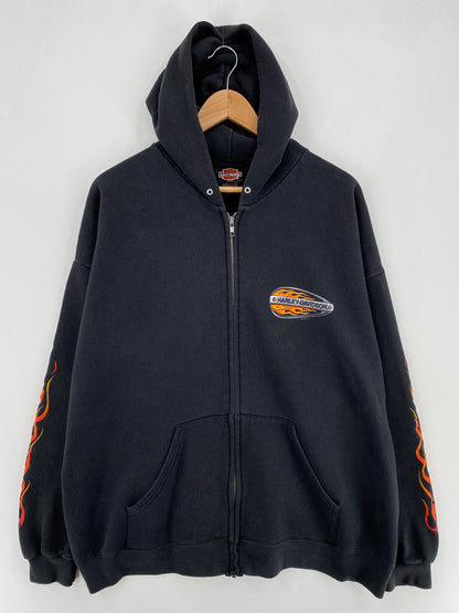 1999 HARLEY DAVIDSON Approx. Size XL Vintage Zip Up Hoodie Sweat-Shirt / E1042