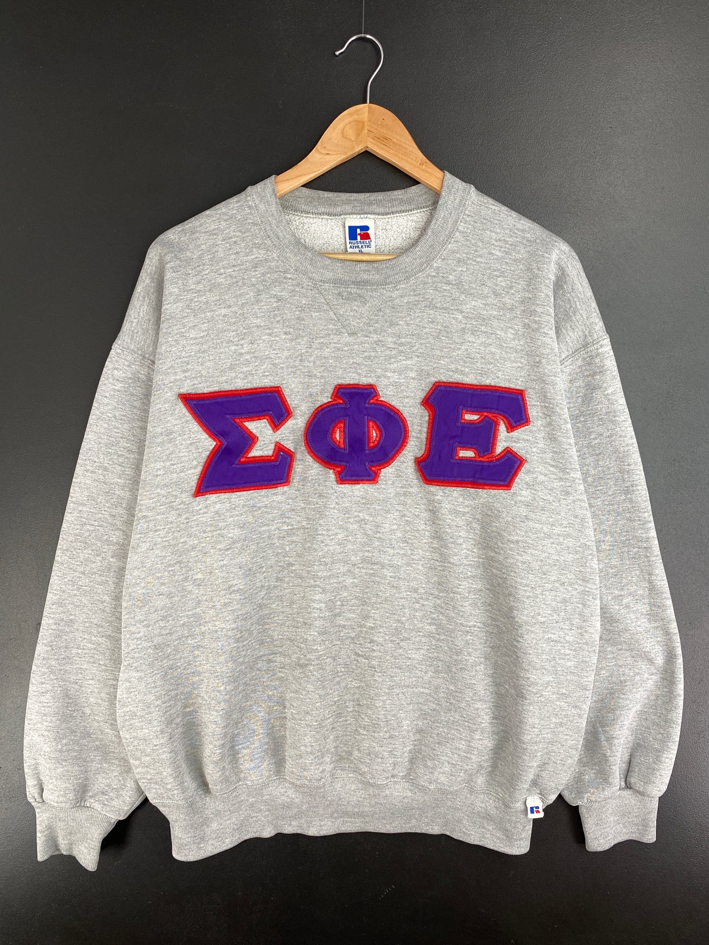 90's RUSSELL x SIGMA PHI EPSILON Size XL Vintage College Sweat-shirt / E1013