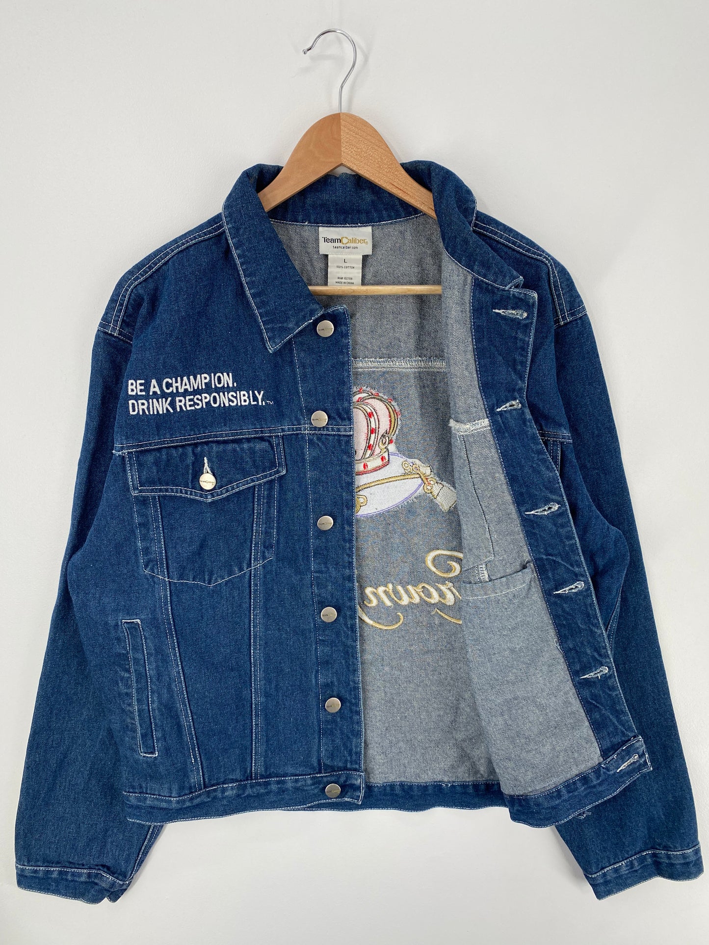 .Vintage KURT BUSCH x CROWN ROYL Size L Racing Denim Jacket / A980