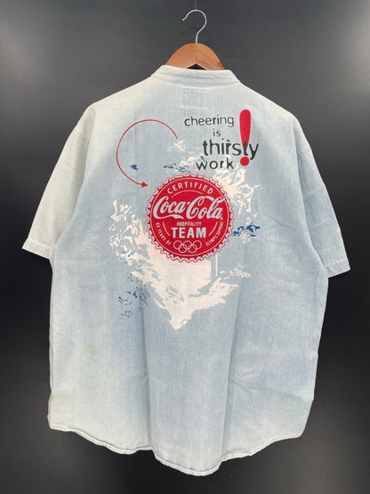 Vintage COCA COLA Size L Button Down Shirt / A9432