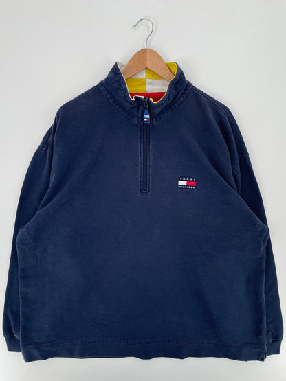 90's TOMMY HILFIGER Size XXL Vintage Half Zip-up Sweat-shirt / A2204