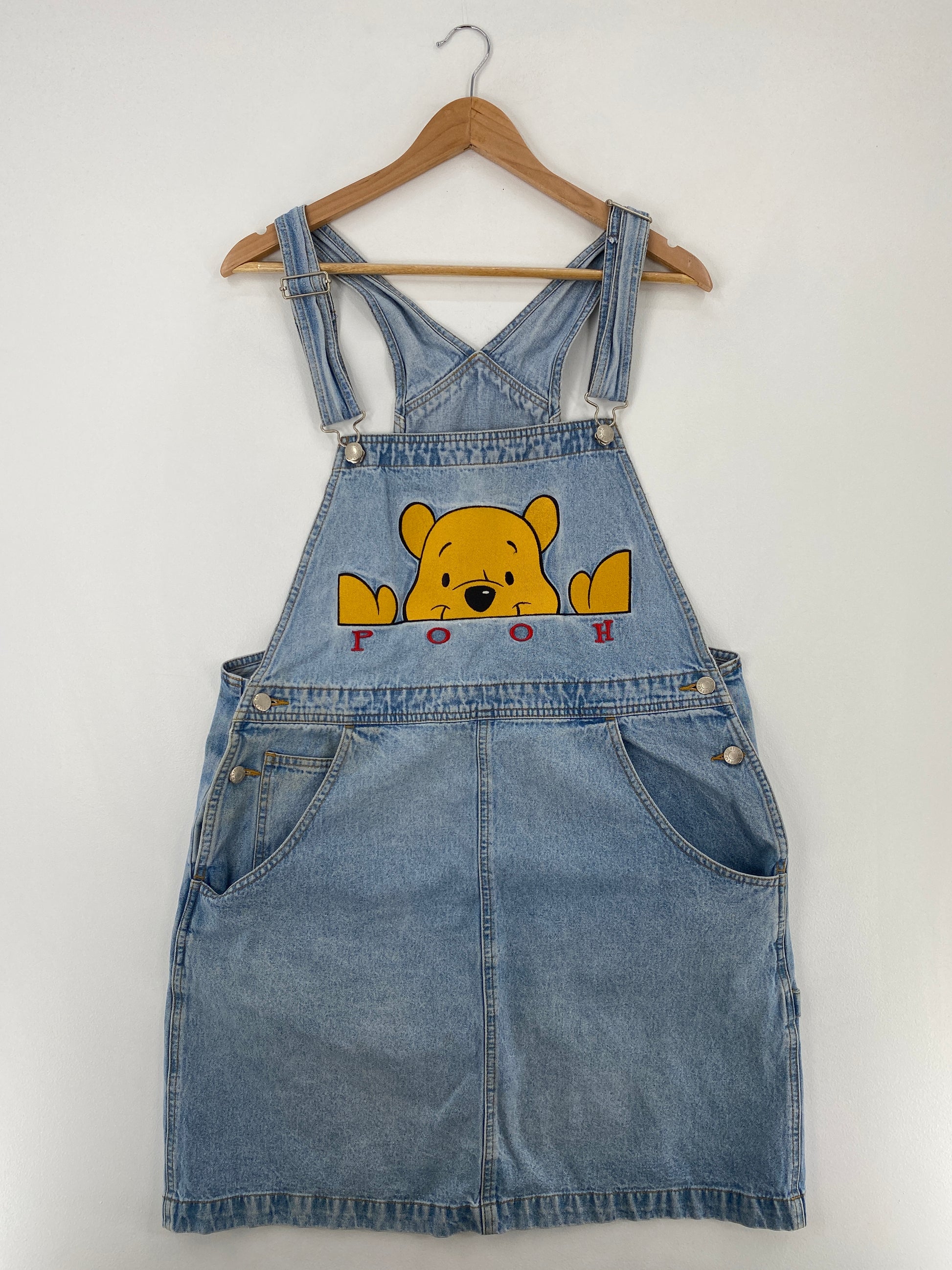 00' DISNEY WINNIE THE POOH Size XXL Vintage Denim Overall Dress / E395   FISHTALE VINTAGE