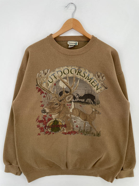 90's DEER Made in USA Size L Vintage Animal Sweat-Shirt / E1216