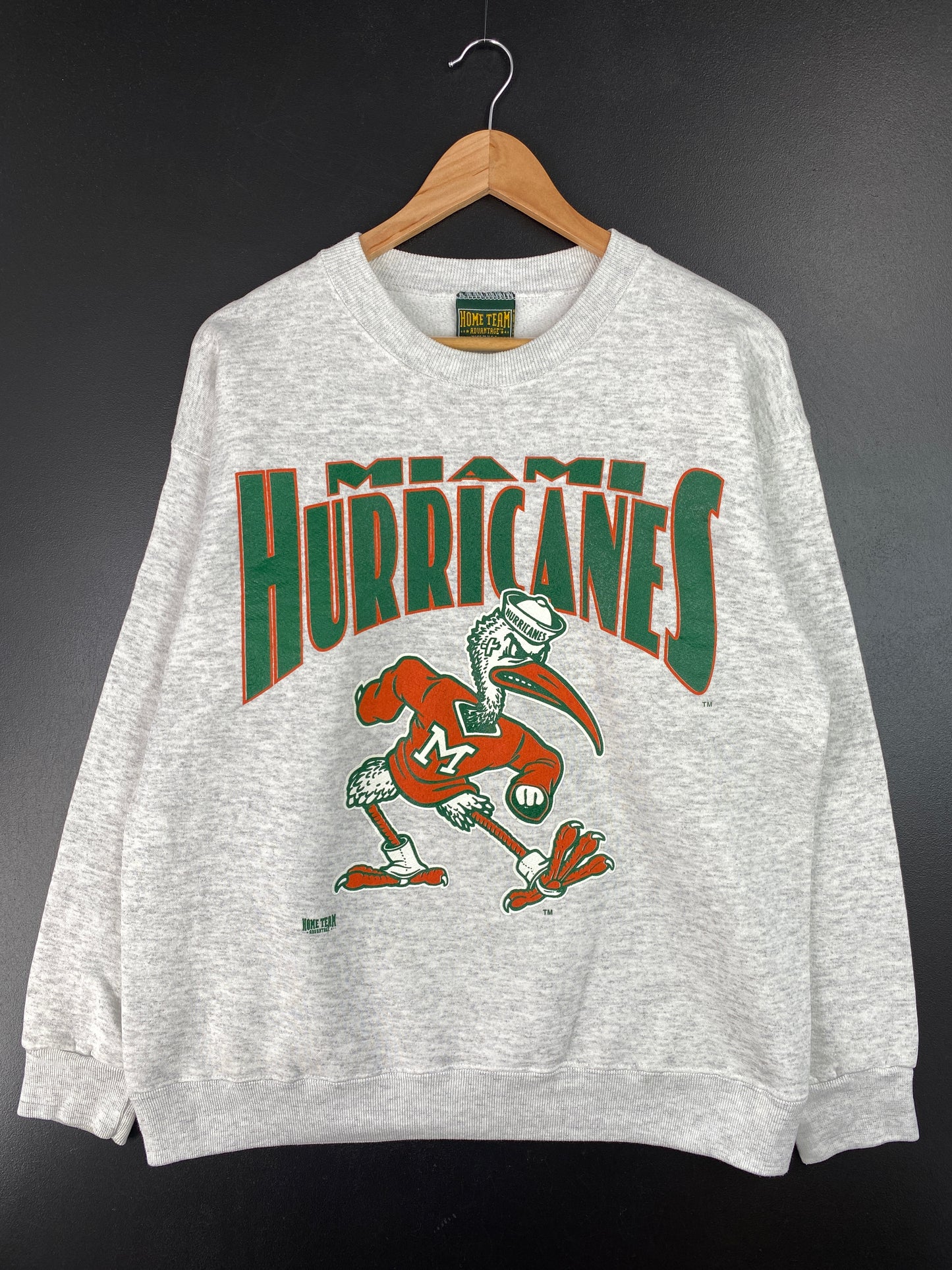 90's MIAMI HURRICANES Made in USA Size L Vintage College Sweat-Shirt / A7252