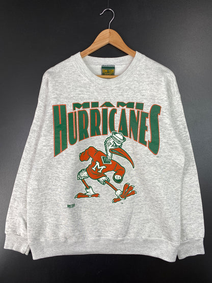 90's MIAMI HURRICANES Made in USA Size L Vintage College Sweat-Shirt / A7252